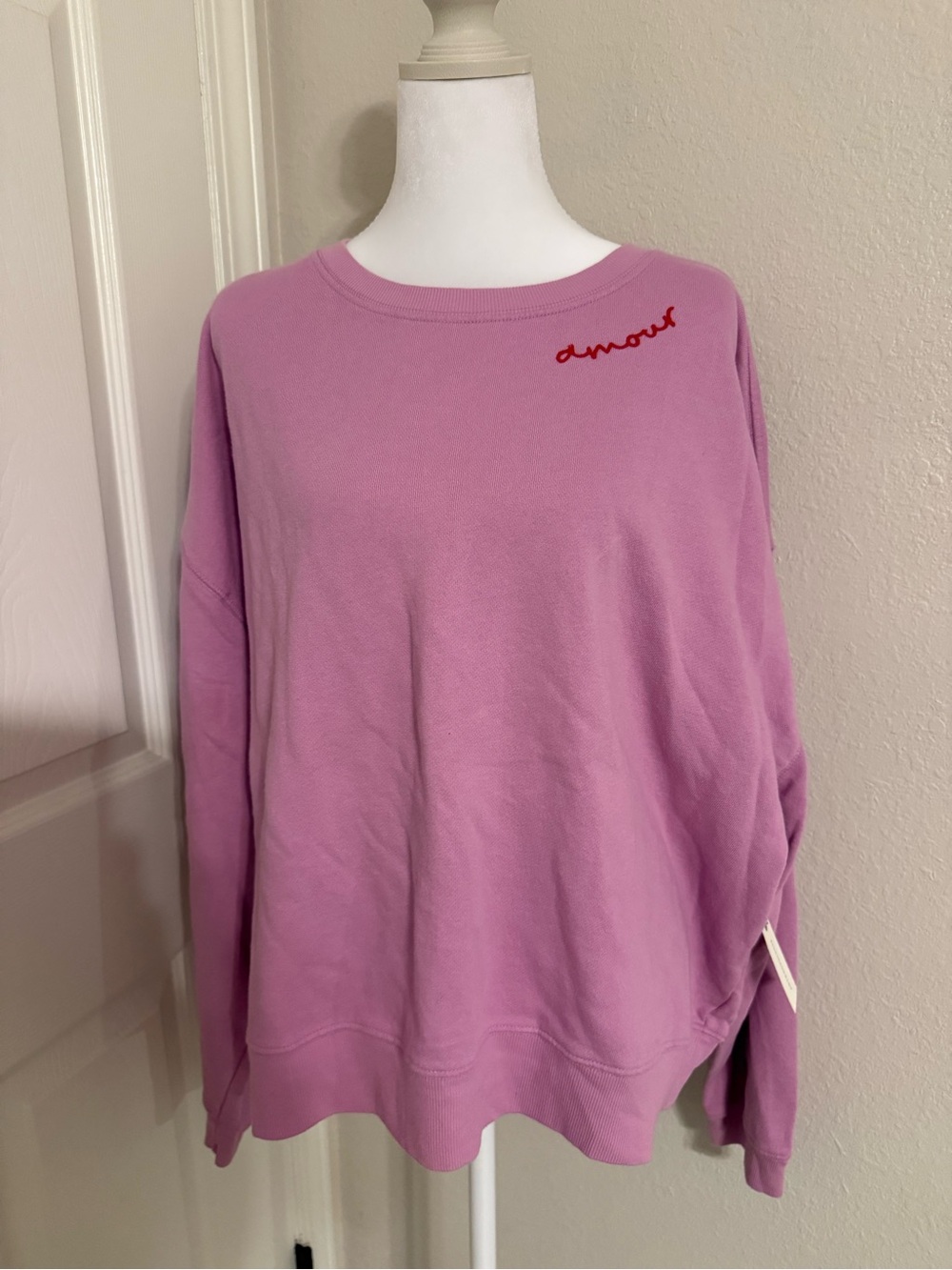 Pilcro Lavender Crewneck Sweatshirt with Red